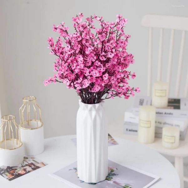 Fiori decorativi Seta Rosa Fiore di ciliegio Bouquet artificiale Matrimonio Casa Camera Natale Autunno Decorazione Babysbreath Fiore finto Commercio all'ingrosso