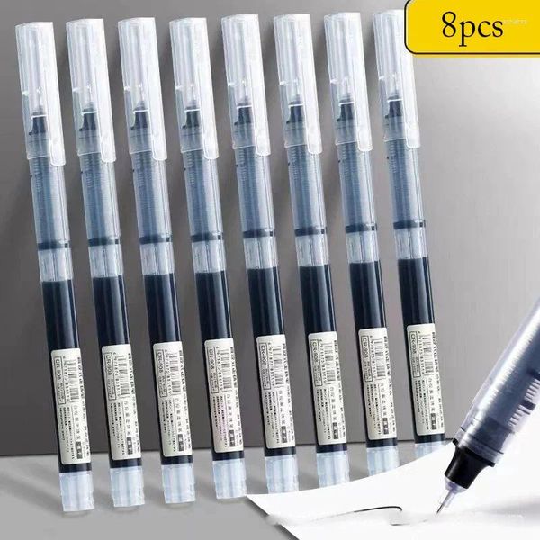 8 adet nötr kalem yüksek kapasiteli düz sıvı tükenmez 0.5mm siyah mavi kırmızı öğrenci hızlı kurutma karbon işareti sınavı