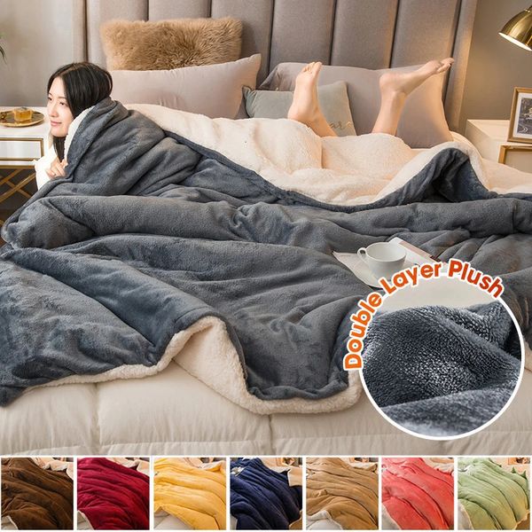 SEIKANO Winter-Wolldecke, flauschig, warm, dick, gewichtete Decke für Schlafsofa, einfarbig, doppelseitige Decke für Erwachsene und Kinder, 240102