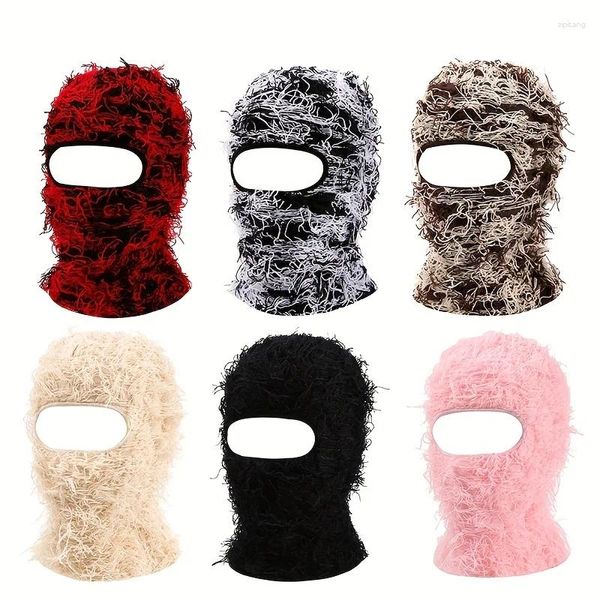 Bandanas 1 pc angustiado borla legal máscara de esqui hip hop à prova de vento malha chapéus unisex gorros elástico à prova de frio balaclava para mulher