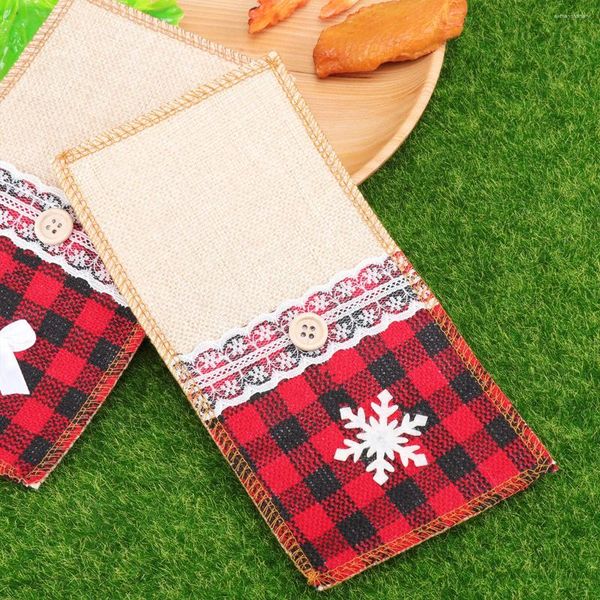 Portaoggetti da cucina 6 pezzi Sacchetti per stoviglie Tasche per posate in tela di juta Tasche decorative Organizer per Natale