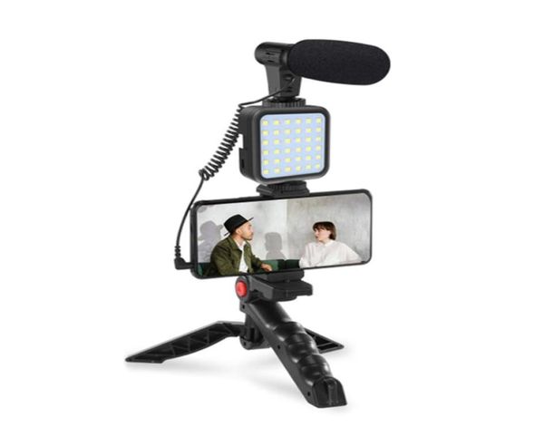 Professionelles Smartphone-Video-Kit, Mikrofon, LED-Licht, Stativhalter für Live-Vlogging, Pografie, YouTube, Filmemacher-Zubehör, Trip7156619