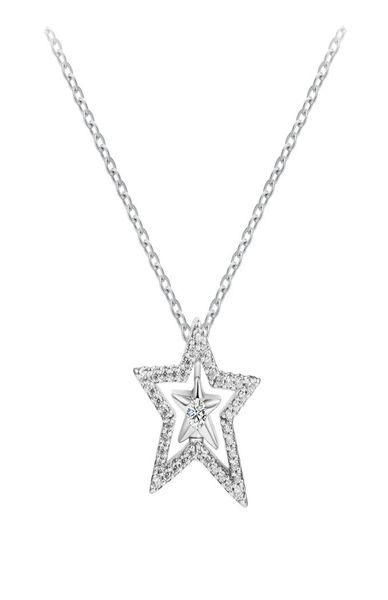 Pave Asymmetric Star Collier Halskette Anhänger Original 925 Silber Kette Frau DIY Party Make Up1968979