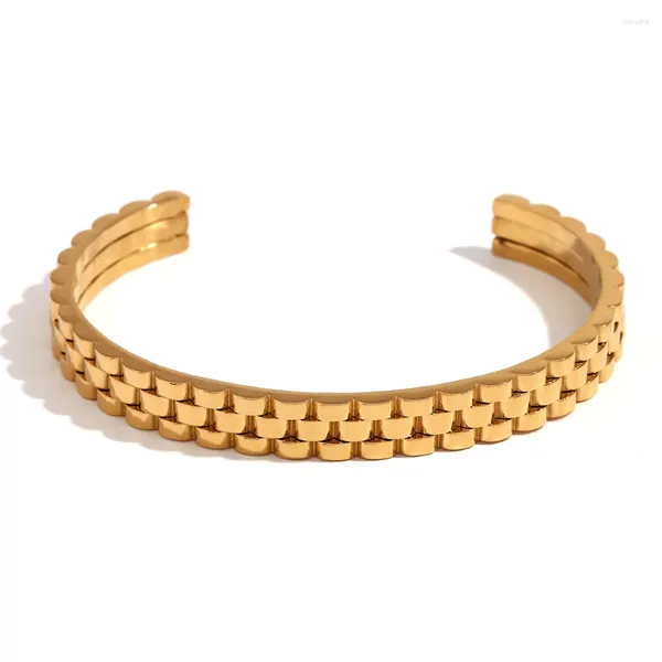 Bangle Luxo Minimalista Relógio Banda Forma Abertura Aço Inoxidável Para Mulheres Ouro Prata Cor À Prova D 'Água Jóias