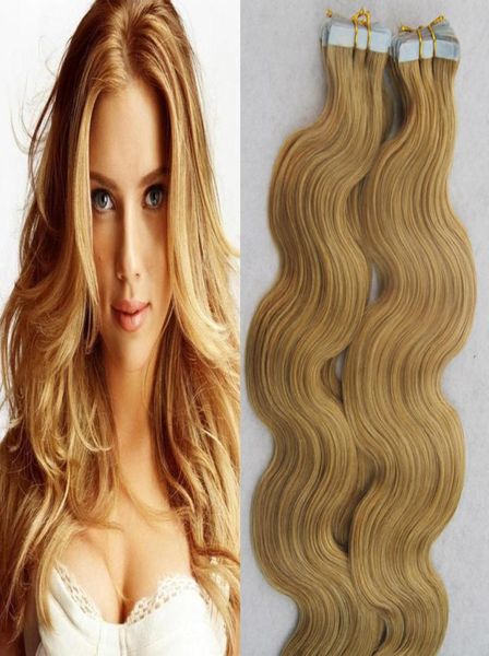 10quot26quot 80pcs fita em extensões de cabelo humano remy 100g onda corporal trama de pele invisível pura trama de pele pu extensi4058880