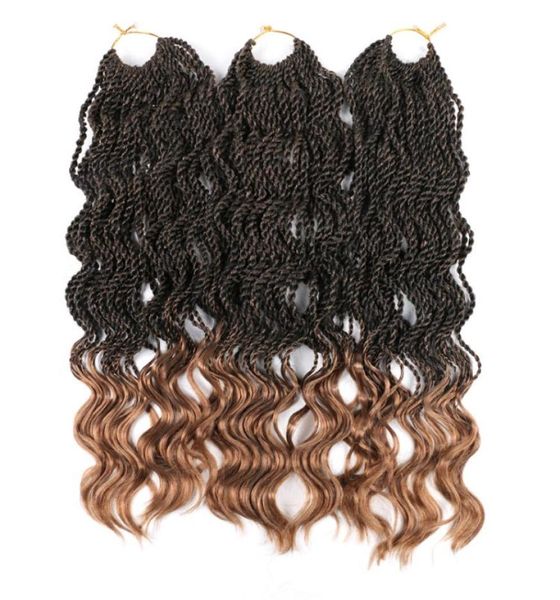 LANS 14 polegada ondulado senegalês crochê cabelo termina fibra de cabelo sintético 35 Strandspcs Caixa Tranças Ombre Trança LS24Q7009910