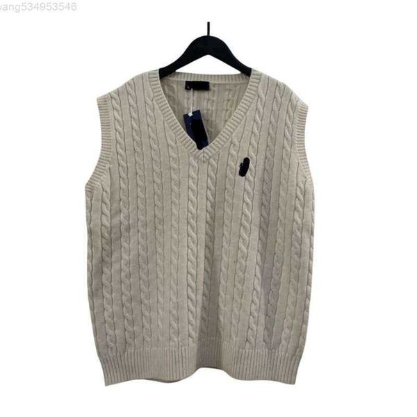 Kadın Sweaters Ralphs Tasarımcı Sweater Laurens Orijinal Kaliteli Kargo V Neck Örme Yelek Sonbahar ve Kış İnce Polo Tank Üstü Küçük At Dil6