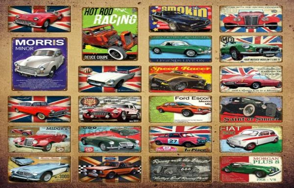 2021 Estilo Americano Clássico Esportes Carro de Corrida Caminhões Pintura de Metal Sinais Vintage Placa de Parede Bar Pub Garagem Room Decor Poster Siz5001336