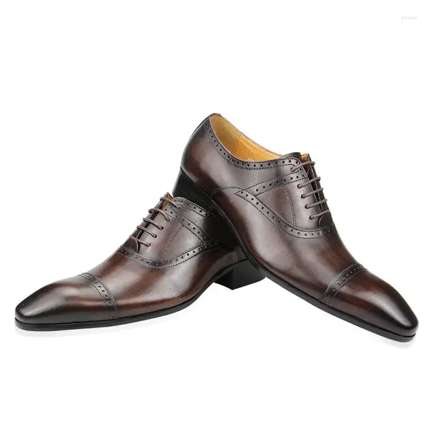 Sapatos de vestido de alta qualidade para homens sapato de couro genuíno escritório de negócios brogue oxford lace up vestir terno de design de luxo masculino
