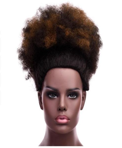 Cordão rabo de cavalo sintético 12039039 e 8039039 curto afro kinky encaracolado cabelo bun kanekalon para blackwhite women5989482