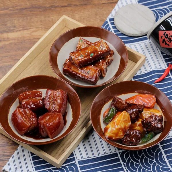 Simulação de flores decorativas, pratos de arroz, comida falsa, tigela pequena chinesa, adereços de cozinha, amostra de exibição de janela de restaurante