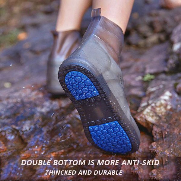 Мужские и женские резиновые чехлы для обуви из ТПЭ, защита для обуви с двойным дном, водонепроницаемые галоши, противоскользящие ботинки 240102