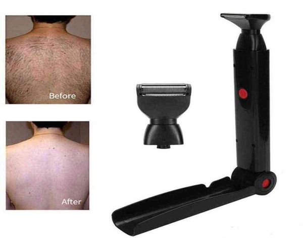 Rasoio elettrico per rasoio per capelli posteriore Manico lungo USB Pieghevole Strumento per la rimozione delle gambe dei peli del corpo su due lati posteriori H2204225306464