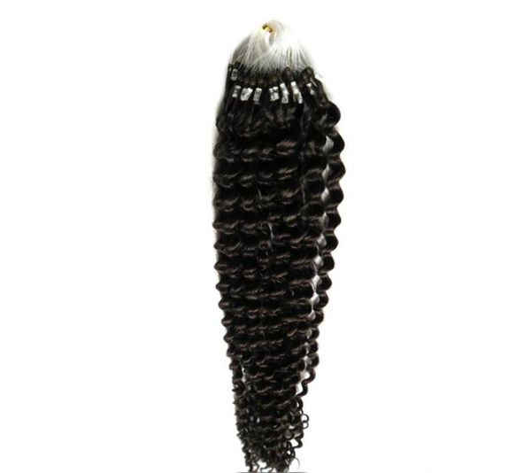 Kinky encaracolado micro laço anel contas remy extensões de cabelo humano links fáceis cabelo virgem brasileiro cor natural 100g1387551