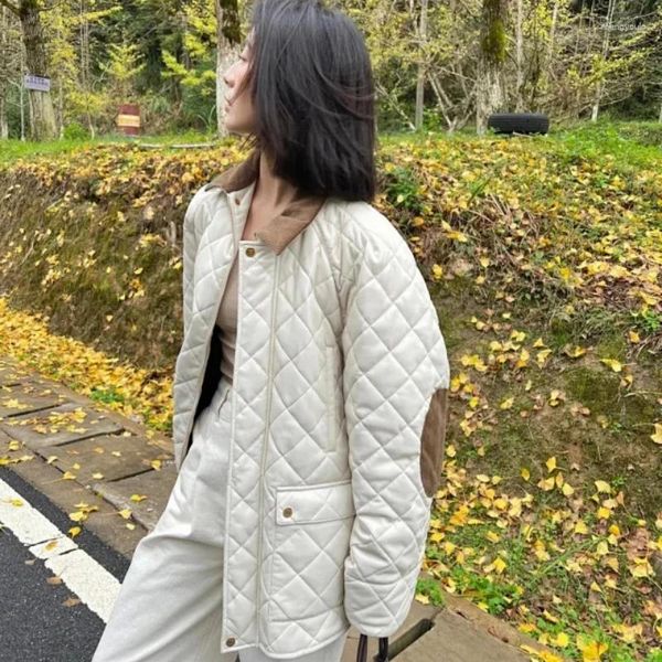 Trench da donna Cappotto da giacca a contrasto con giunture in cotone trapuntato trapuntato in cotone ecologico per autunno e inverno