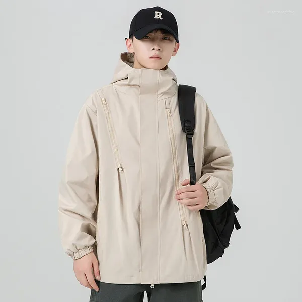 Casacos de Trench Masculinos Moda Oversize Jaquetas Homens À Prova D 'Água Com Capuz Windbreaker Zíper Tático Roupas de Viagem Tamanho Grande Hip Hop Streetwear