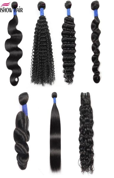 Ishow 838 zoll Menschliches Haar Weave Bundles 10A Nerz Brazillian Gerade Körper Lose Tiefe Welle Verworrene Lockige Brasilianische Peruanische5026861