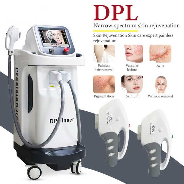 Salone di bellezza 3000W Laser DPL Macchina per la depilazione Professionale 2 Maniglie IPL DPL Laser per la depilazione Sbiancamento Trattamento dell'acne