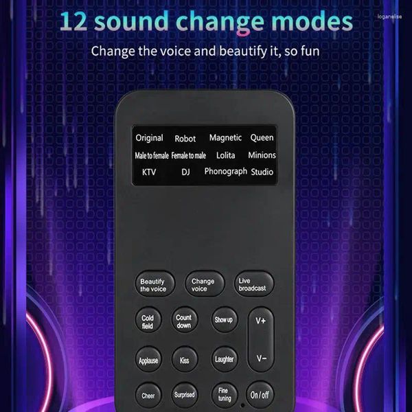 Микрофоны Мини-аудиопереключатель Звуковой микрофон Инструмент Usb Voice Changer 12 режимов изменения Микрофон Live Card Clear Регулируемый