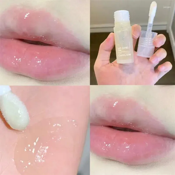 Lip Gloss Transparente Óleo Vidro Não-pegajoso Hidrata Tint Plumper Care Soro Primer Big Brush Head Lips Maquiagem