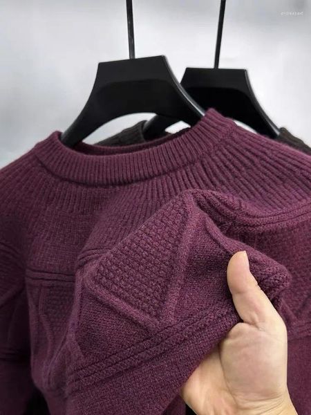 Erkek Sweaters 2024 Moda Tasarımı Elmas Ekose Jacquard Sweater Sonbahar ve Kış Gündelik Yuvarlak Boyun Gevşek Kore Örme Külkü