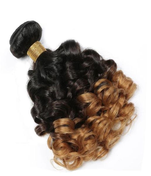 Ombre Brasilianisches Reines Haar Bundles Spanisch Bouncy Curly Three Tone Remy Menschenhaar Spinnt T1b 4 27 3pcsLot 1030 Zoll Funmi Hair7555035