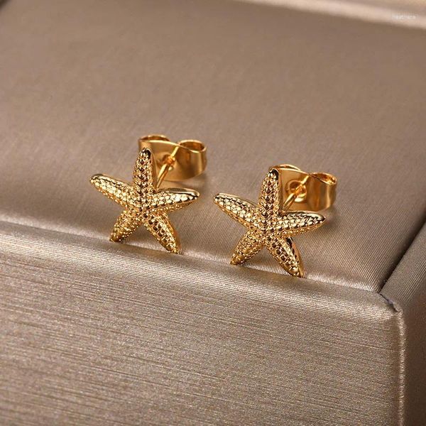 Brincos de parafuso prisioneiro bonito animal estrela do mar para mulheres unissex prata ouro cor minimalista estrela orelha studs festa diária jóias presentes