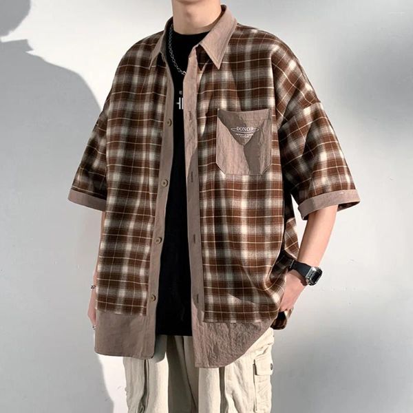 Camicie casual da uomo Camicia cargo manica corta 2024 Estate mezza manica Tendenza moda Giacca stile coreano All-match Tops Tees