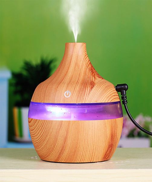 300 ml Diffusor für ätherische Öle, Ultra-Luftbefeuchter, USB, elektrisch, Holzmaserung, Kühlnebel-Diffusoren, Luftreiniger mit 7 LED-Farblicht 4451362