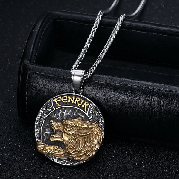 Hip Hop Wolf Kopf Anhänger Halskette Coole Männer Geschenk 316L Edelstahl 18K vergoldet Rap Schmuck