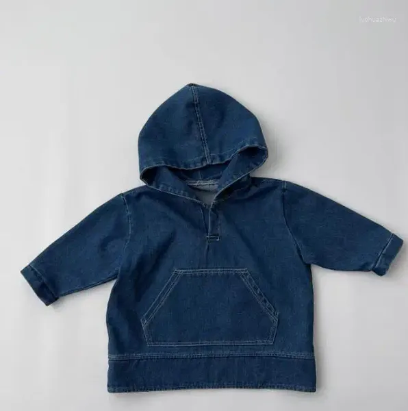 Abiti da ragazza 2024 Stile coreano Ragazze Denim Abito con cappuccio Moda Cotone Manica intera Autunno Inverno 1-7 anni A947