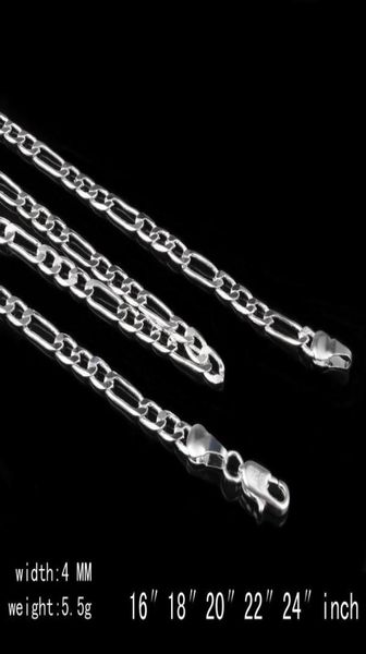 4mm Figaro Cadeia Colar Moda Clássico Mens Colar Longo Para Homens Mulheres 925 Sterling Silver Chain Jewelry 16 18 20 22 24Inches5606543