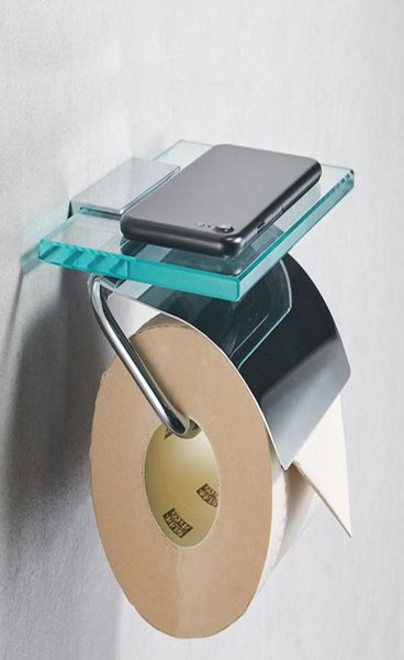Suporte de papel higiênico fixado na parede de vidro e cobre toalheiro rack de armazenamento de rolo de papel para banheiro cozinha t20010791925035857438