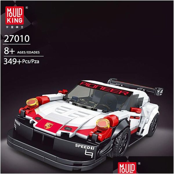 Lepin Bloks Mod King 27010 Film Oyunu Teknik Statik Versiyon Porsche 911 Spor Otomobil Binası 346pcs Tuğla Oyuncaklar Çocuklar İçin Delme Dh1DA