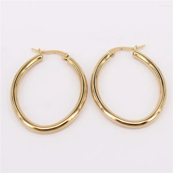 Серьги-кольца 3 мм, овальные, минималистичные, ювелирные изделия из нержавеющей стали, женские, золотого цвета, разные размеры LH1142