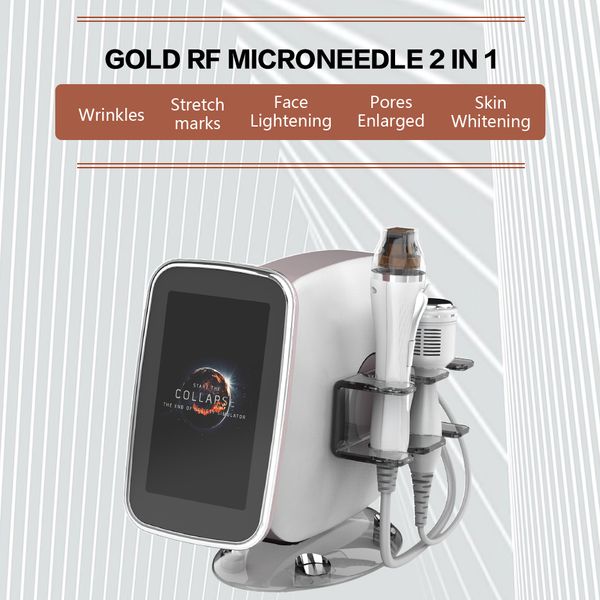 Uso clínico 2 em 1 anti-rugas anti-envelhecimento portátil microagulhamento rf fracionário micro agulha micro cristal pele aperto face lift máquina