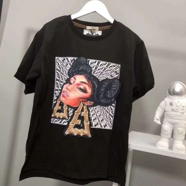 Camiseta popular marca terno amantes das mulheres roupas respirável agradável moda menina mulher s etiqueta manga curta