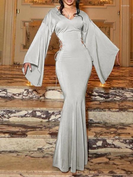Casual Kleider Sexy Aushöhlen Verband Bodycon Langes Kleid Für Frauen Elegante Off Schulter Maxi Vestidos Afrikanischen Herbst 2024
