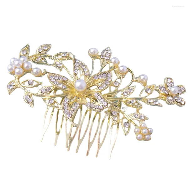 Fermagli per capelli Forchetta pettine tiara femminile con lussuosi gioielli in stile floreale con strass per gonne di abiti da sposa per banchetti