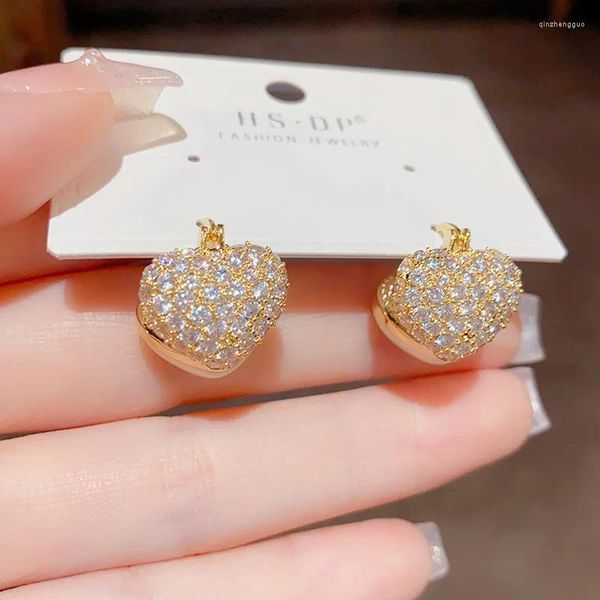 Orecchini a cerchio Gioielli di moda da donna Placcati in oro 14 carati Perla d'amore Zircone Double Sided Accessori per feste di Natale per ragazze