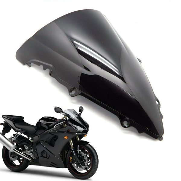 Moto Trasparente Nero Double Bubble Parabrezza Parabrezza ABS Per Yamaha YZF R6 2003-2005 YZF-R6S 2006-2009