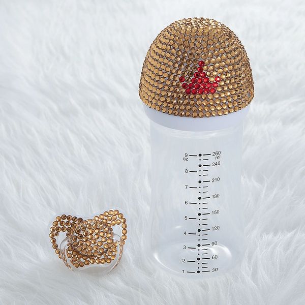 Miyocar Lovely Bling 260ml Plástico Baby Bartle and Pacifier Conjunto BPA FREE Muitas cores escolhem presente de chá de bebê 231229