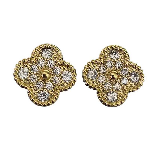 Stud Stud Designer Sier Rose Orecchini con diamanti pieni Oro Agata nera Calcedonio rosso Gioielli per orecchie Regalo Brincos 6AS8