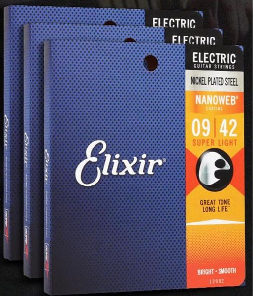 3 Setslot Elixir 12002 Nanoweb Corde per chitarra elettrica con rivestimento ultra sottile Super leggero 009042 pollici Strumenti musicali7884145