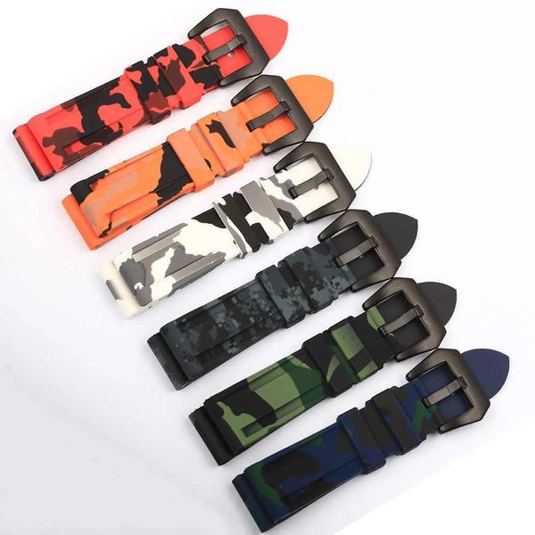 Zubehör Universal 22mm 24mm 26mm Camouflage Buntes Gummi-Uhrenarmband für Herrenuhrenarmband für Samsung Gear S3 Classic Panerai H0915