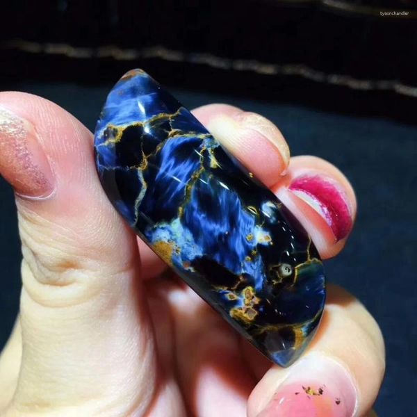 Anhänger Halsketten Natürlicher Namibia Blue Fire Pietersite 43x16x8mm Frauen Mann Reiki Power Herz Zertifikat Tropfen