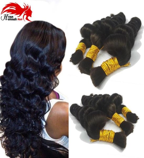 Capelli umani per micro trecce Capelli sfusi Nessuna trama Onda sciolta Ondulata Vergine Intrecciatura Estensione dei capelli3582317