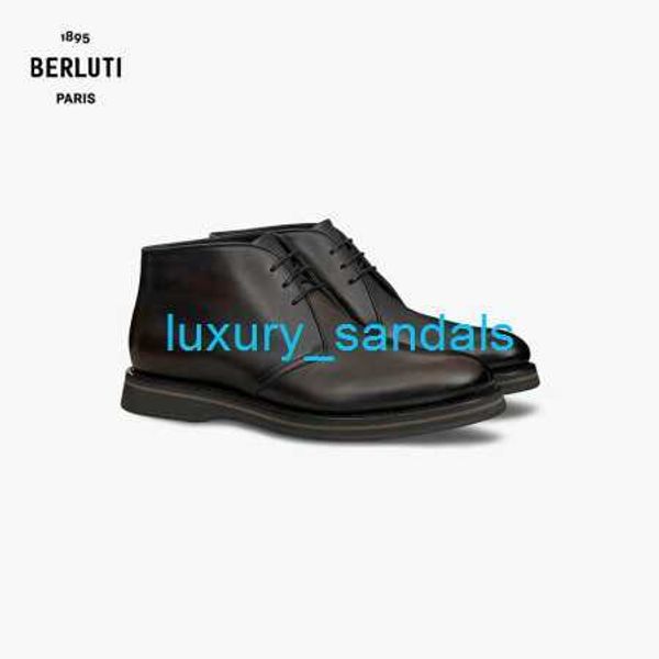 BERLUTI Мужские модельные туфли Кожаные оксфорды Berluti Alessio Кожаные ботинки Мужские ботинки Темно-коричневый 55 HBDY