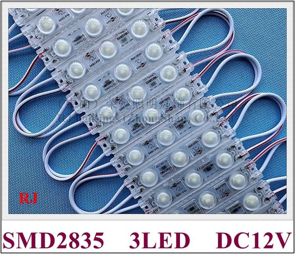 Módulo de luz LED de injeção ABS para sinalização DC12V 63mm x 14mm x 8mm SMD 2835 3 LED 1.2W 140lm 3 anos de garantia CE IP65 à prova d'água