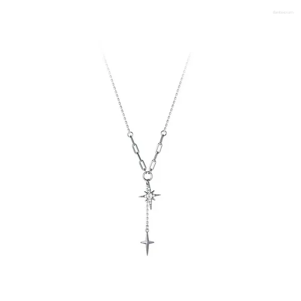 Correntes TKJ 925 Sterling Silver Octogonal Cross Cubic Zirconia Pingente Colar Mulheres Nobre Jóias